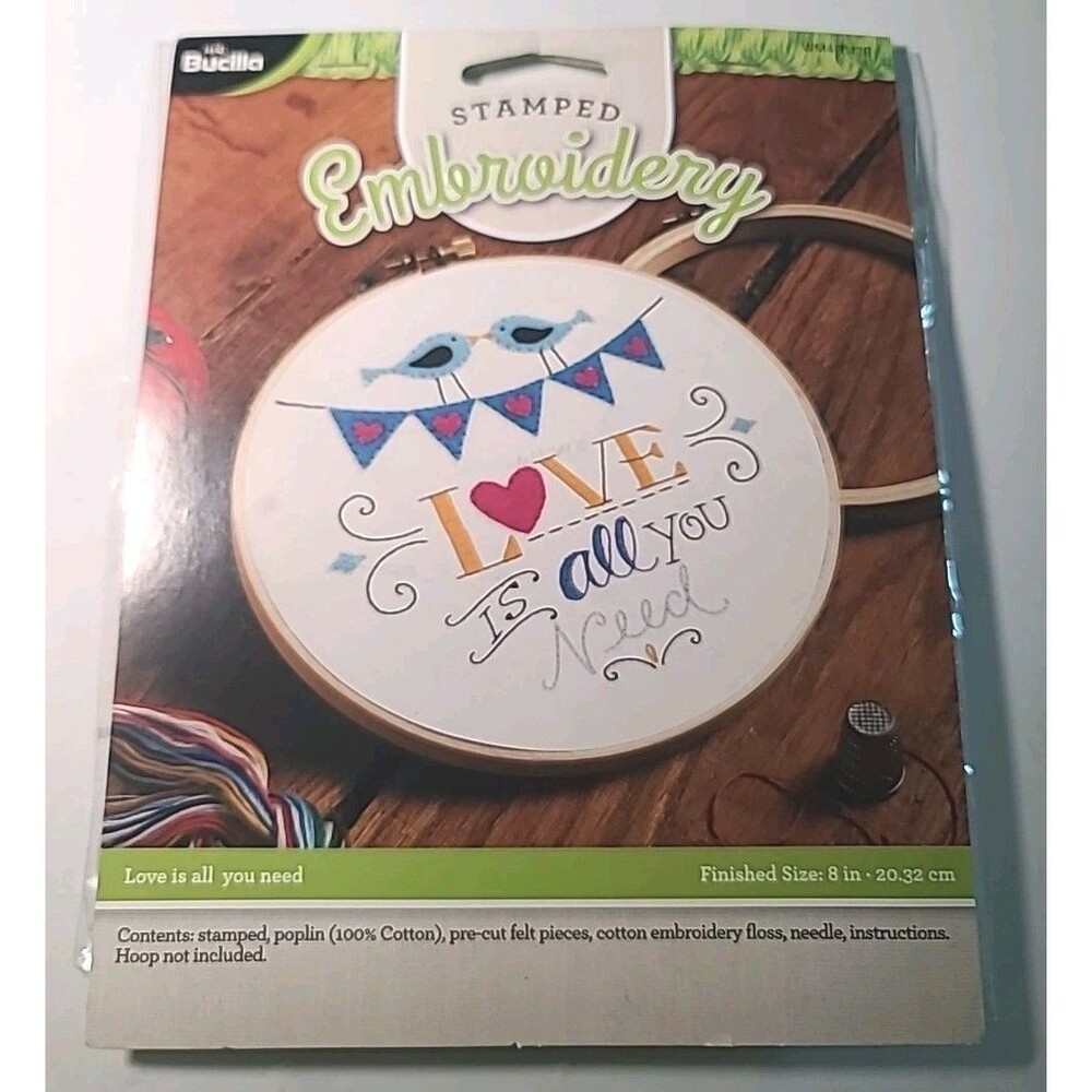 NEW Cross Stitch Kit Bucilla Stamped Embroidery "Love Is All You Need"